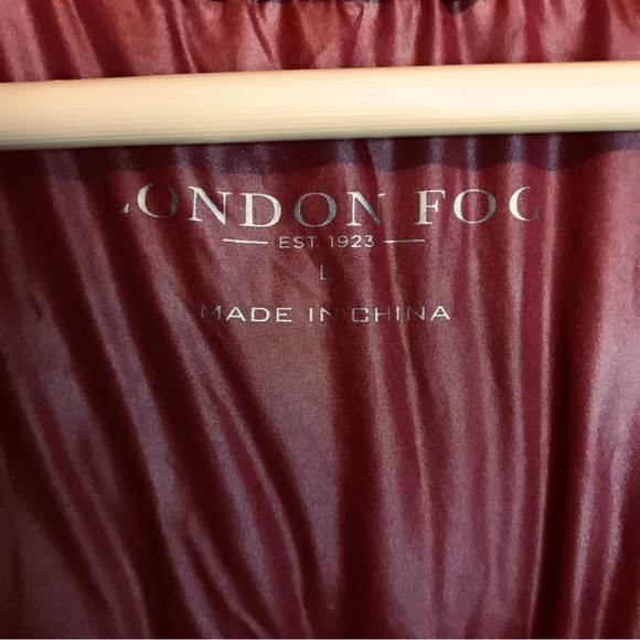 London Fog Down Filled Puffer Sweater Zip Jacket Size Large Burgundy Heather VTG - Picture 5 of 10